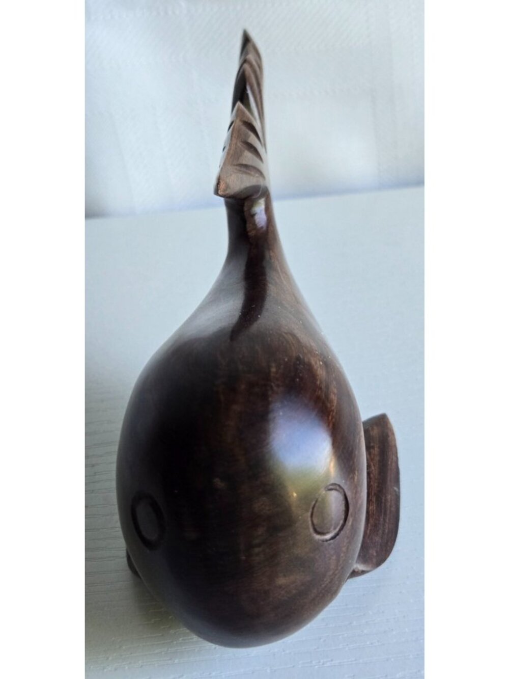 Wooden Whale Figurine Hand Carved Wood Ocean Nautical Sculpture - Picture 4 of 8